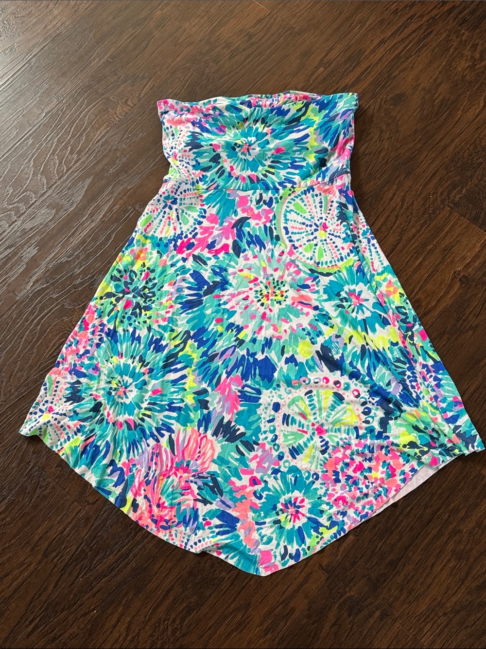 Lilly Pulitzer Strapless Dress in Teal, Pink, Blue, Yellow - Picture 7 of 9